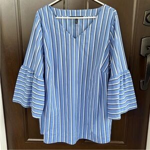EUC White House Black Market Striped Bell Sleeve Top Size 22W